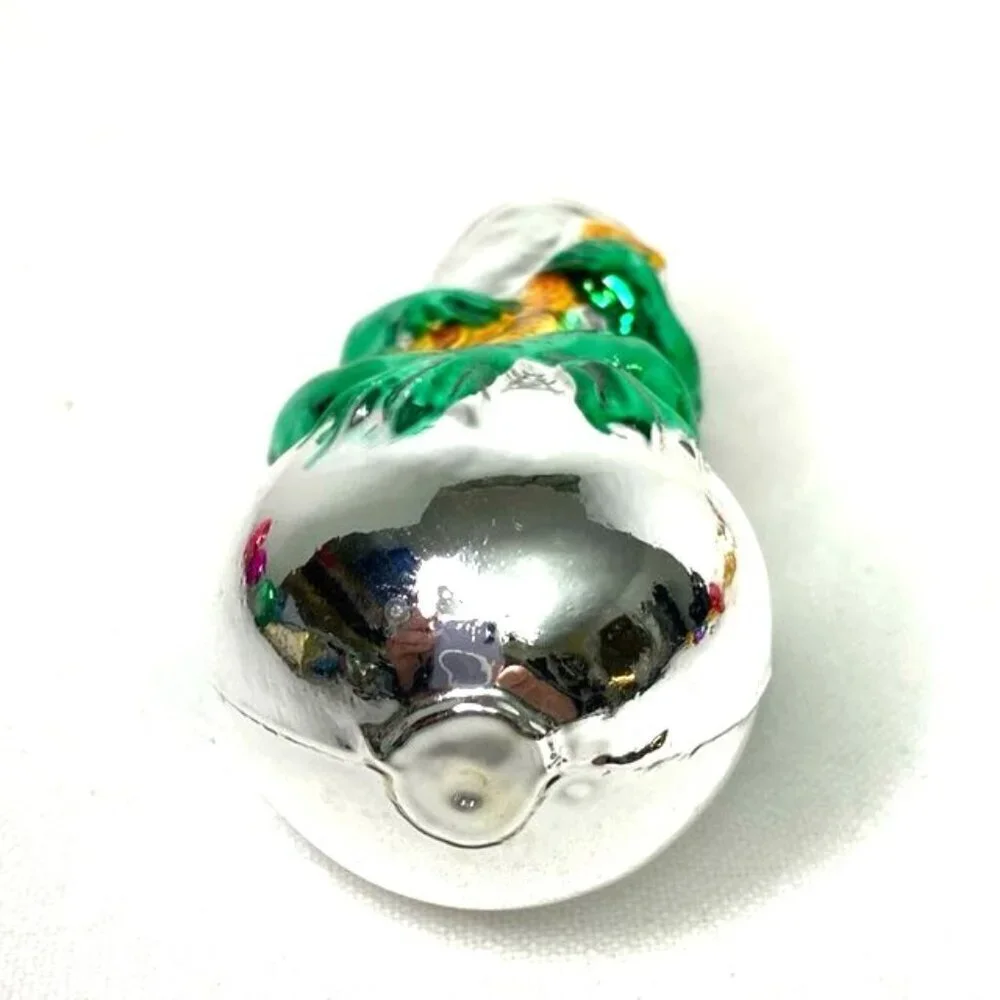 Vintage Blown Glass Ornament Frog Holding Instrument Guitar‎ Ukelele Retro